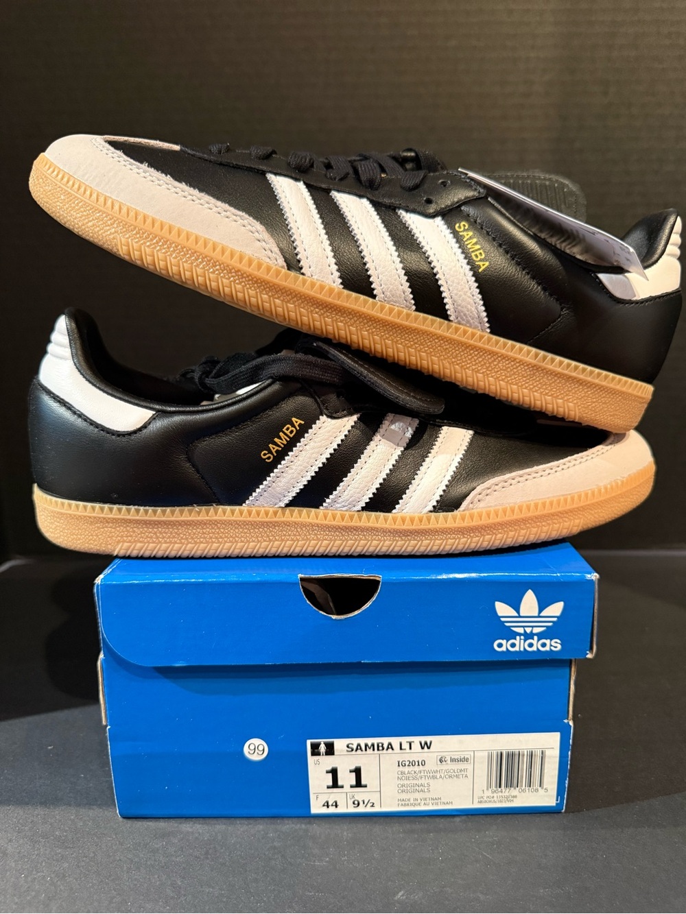 adidas Samba Black White with Gum Sole Men’s Sneakers 10M/11W
